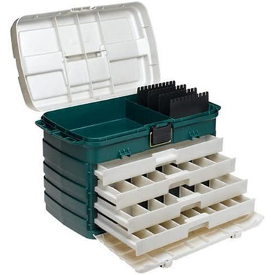 Plano Fishing Gear Organizer Tackle Box w/ Removable Bait Racks & 4 Trays, Green