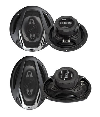 2) Boss NX654 6.5" 400W + 2) NX694 6x9" 800W 4-Way Car Audio Coaxial Speakers