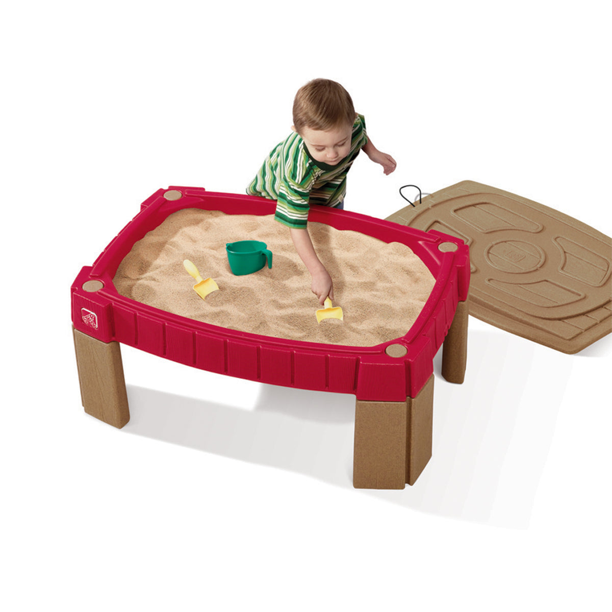 Step2 Outdoor Kids Naturally Playful Raised Lidded Sand Table with Accessory Kit