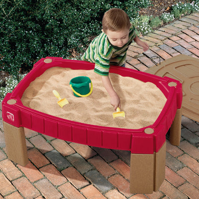 Step2 Outdoor Kids Naturally Playful Raised Lidded Sand Table with Accessory Kit