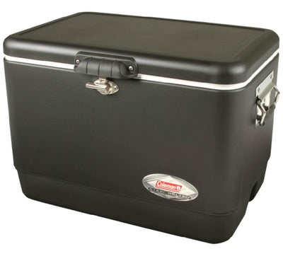 NEW! COLEMAN Camping Tailgating 54 Quart Stainless Steel Belted Ice Chest Cooler