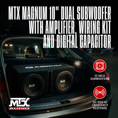 MTX Magnum MB210SP 10" 1200W Subwoofer System w/ Wiring Kit + Digital Capacitor