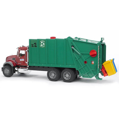Bruder Toys Realistic Mack Granite Play Garbage Truck, Red and Green (Open Box)