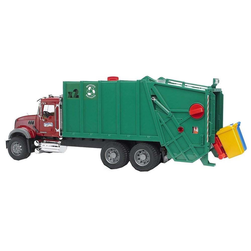 Bruder Toys Realistic Mack Granite Play Garbage Truck, Red and Green (Open Box)