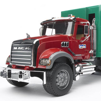 Bruder Toys Realistic Mack Granite Play Garbage Truck, Red and Green (Open Box)