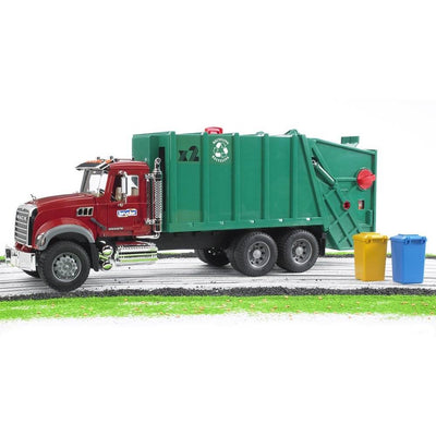 Bruder Toys Realistic Mack Granite Play Garbage Truck, Red and Green (Open Box)