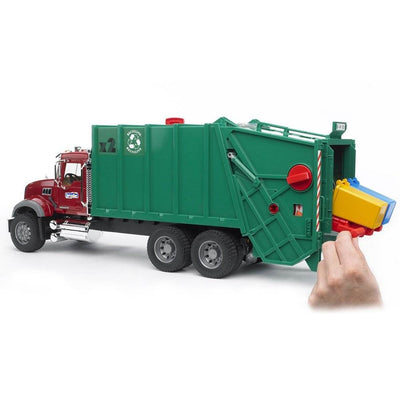Bruder Toys Realistic Mack Granite Play Garbage Truck, Red and Green (Open Box)