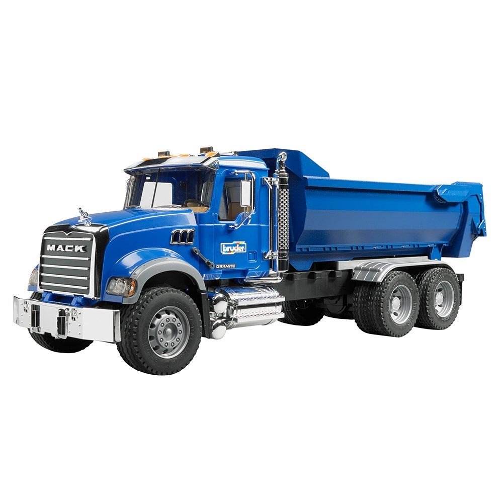 Bruder Toys Kids 1:16 Model Mack Granite Half-pipe Dump Truck, Blue (Open Box)
