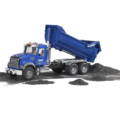 Bruder Toys Kids 1:16 Model Mack Granite Half-pipe Dump Truck, Blue (Open Box)