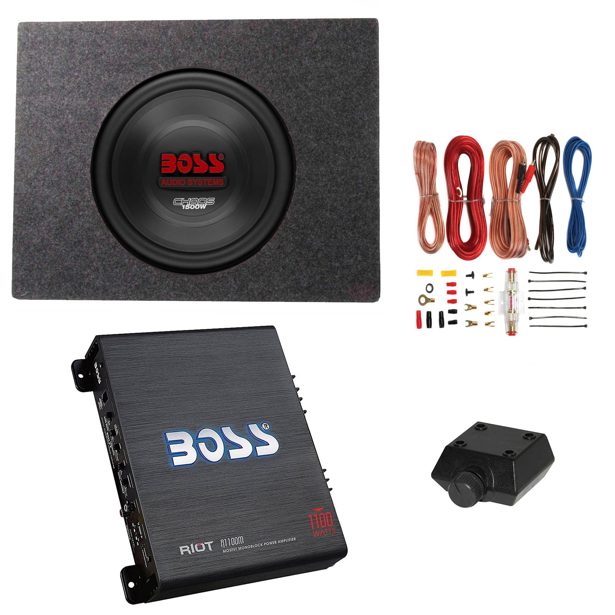 Boss 10" 1500W Subwoofer + Q Power Truck Enclosure + Boss 1100W A/B Amplifier - VMInnovations