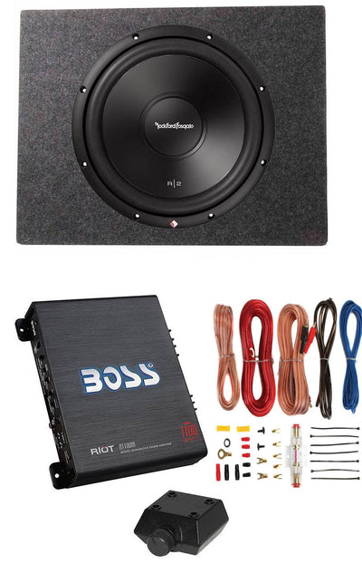 Rockford Fosgate 12" 500W Subwoofer w/ Enclsoure and Boss Amplifier
