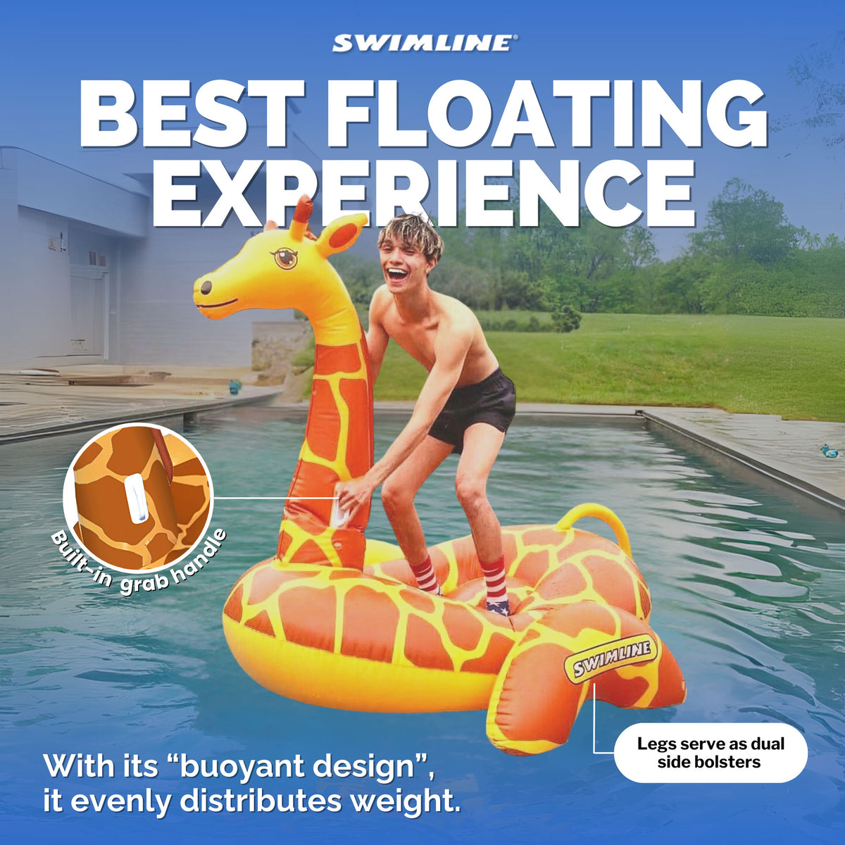 Swimline April The Giraffe Inflatable Ride-On Swimming Pool Float (Open Box)