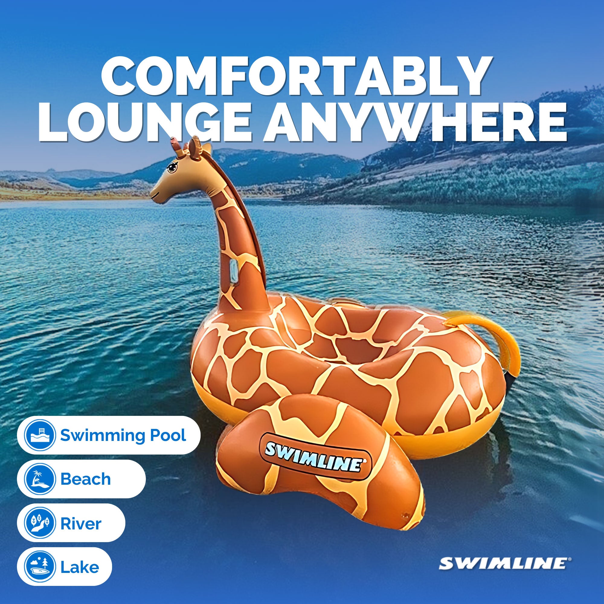 Swimline April The Giraffe Inflatable Ride-On Swimming Pool Float (Open Box)