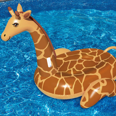 Swimline 90710 April The Giraffe Inflatable PVC Giant Ride On Pool Float, Brown - VMInnovations