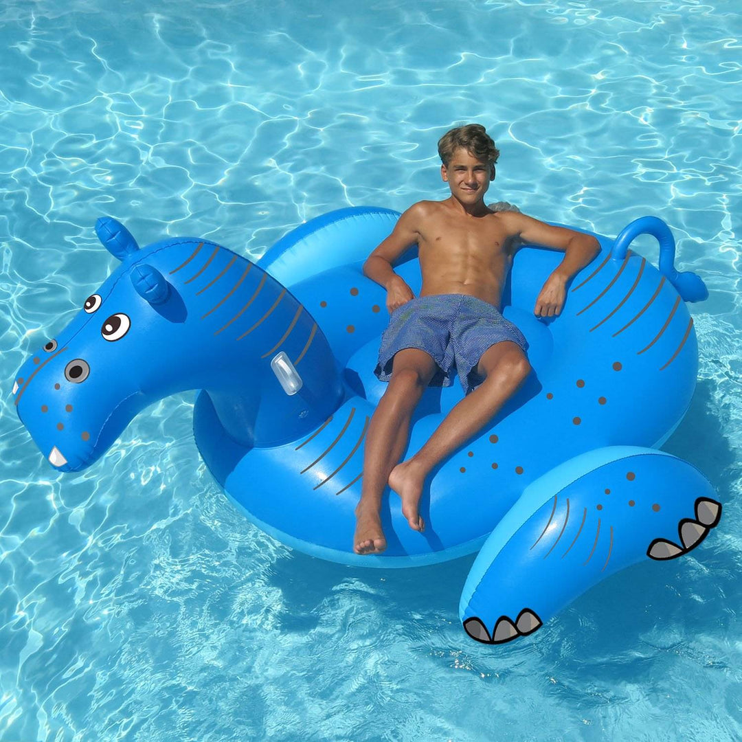 Swimline 90713 Hippo Inflatable 73 Inch Ride On Swimming Pool Lake Raft Float