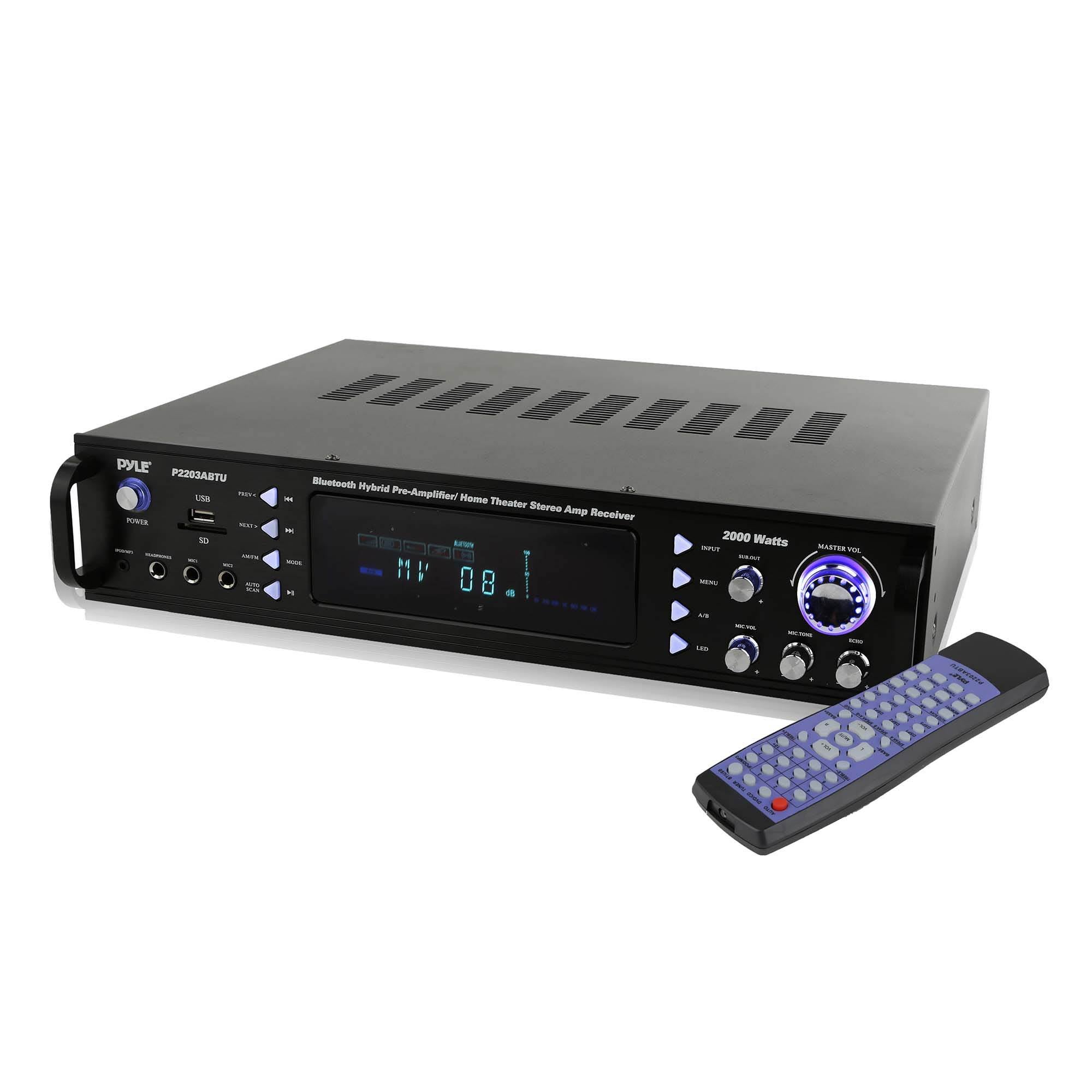 Pyle Home Theater Bluetooth Hybrid Pre-Amplifier Stereo Receiver | P2203ABTU