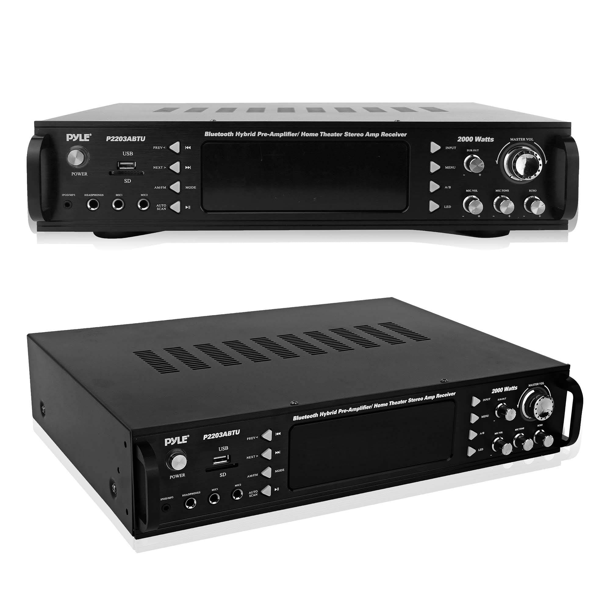 Pyle Home Theater Bluetooth Hybrid Pre-Amplifier Stereo Receiver | P2203ABTU