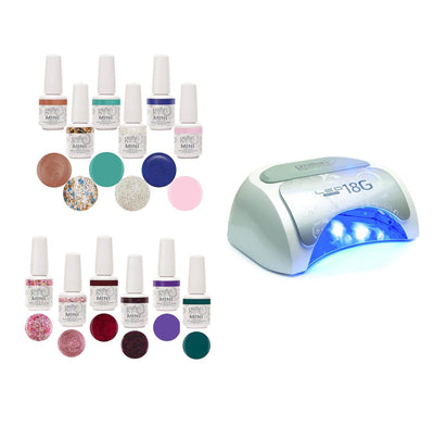 Gelish Harmony 18G Salon Gel Nail Polish Curing LED Lamp  + 12 Bottles of Color