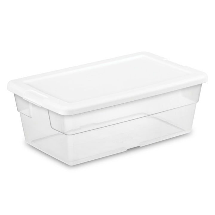 Sterilite 6 Qt Clear Plastic Storage Container Bin Snap Close White Lid, 36 Pack