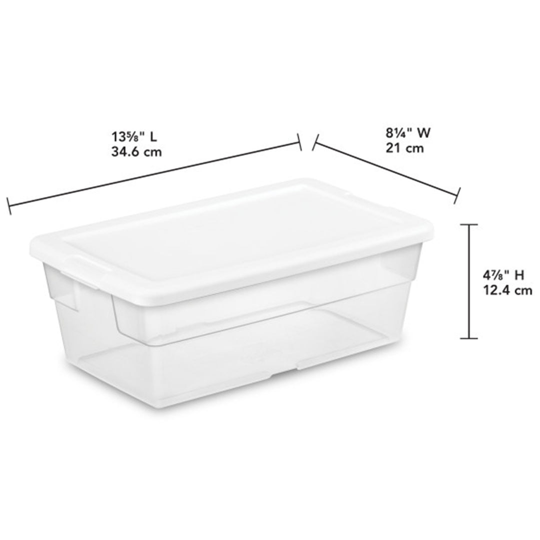 Sterilite 6 Qt Clear Plastic Storage Container Bin Snap Close White Lid, 36 Pack