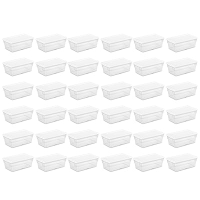 Sterilite 6 Qt Clear Plastic Storage Container Bin Snap Close White Lid, 36 Pack - VMInnovations