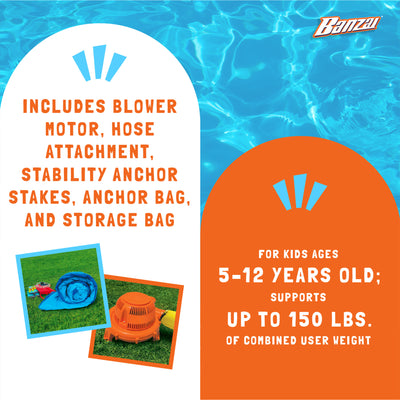 Banzai Inflatable Big Blast Splash Slide Lagoon Pool Outdoor Water Park (2 Pack)
