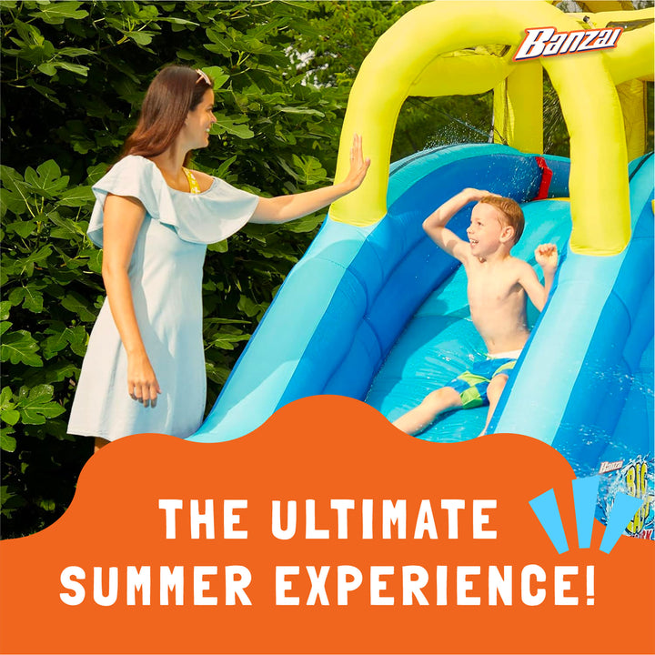Banzai Inflatable Big Blast Splash Slide Lagoon Pool Outdoor Water Park (2 Pack)
