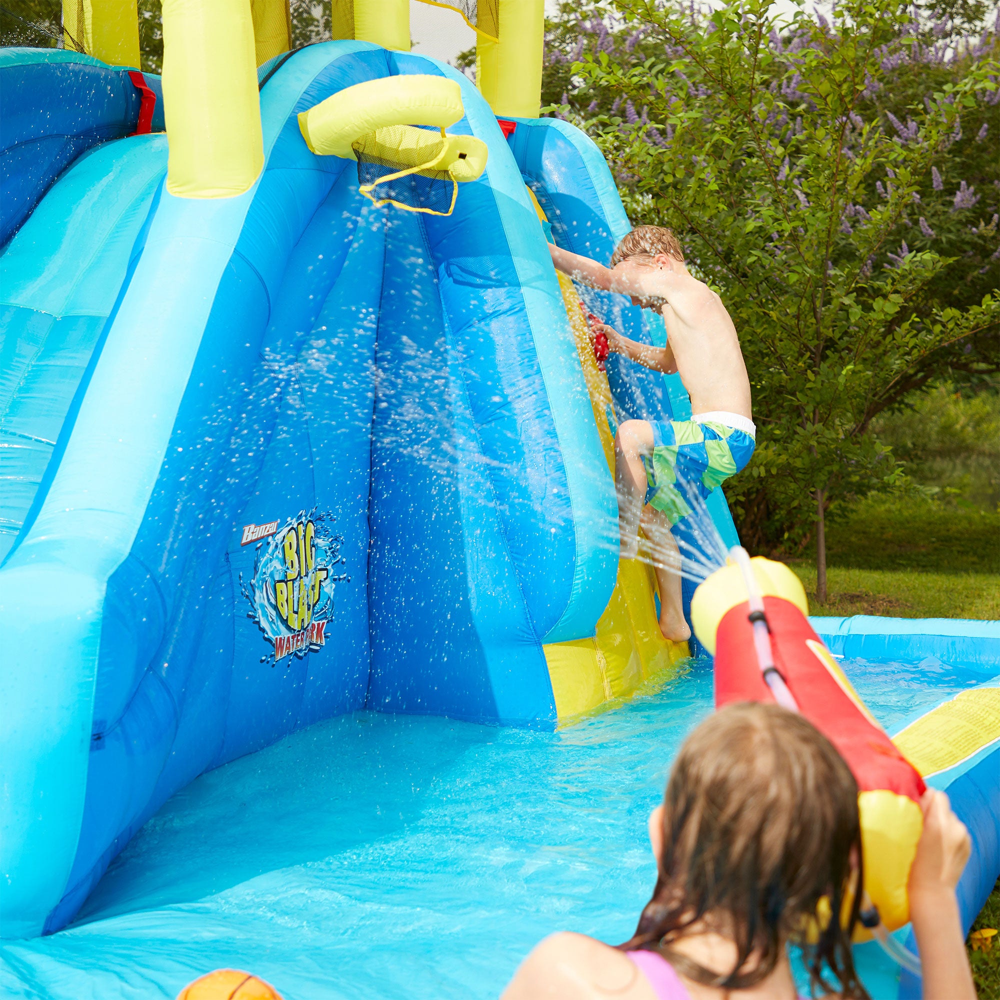 Banzai Inflatable Big Blast Cannon Splash Slide Pool Water Park (Open Box) - VMInnovations