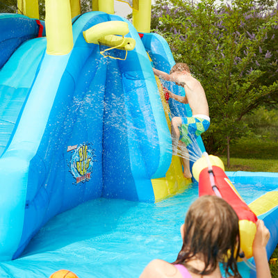 Banzai Inflatable Big Blast Splash Slide Lagoon Pool Outdoor Water Park (2 Pack)