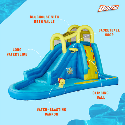 Banzai Inflatable Big Blast Cannon Splash Slide Pool Water Park (Open Box)