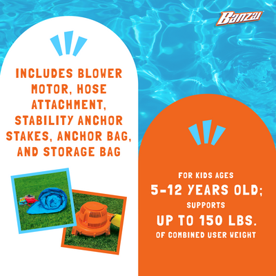 Banzai Inflatable Big Blast Cannon Splash Slide Pool Water Park (Open Box)