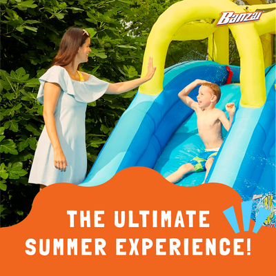 Banzai Inflatable Big Blast Cannon Splash Slide Pool Water Park (Open Box)