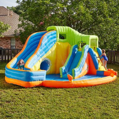 Banzai Pipeline Twist Kids Inflatable Outdoor Water Pool Aqua Park and Slides - VMInnovations