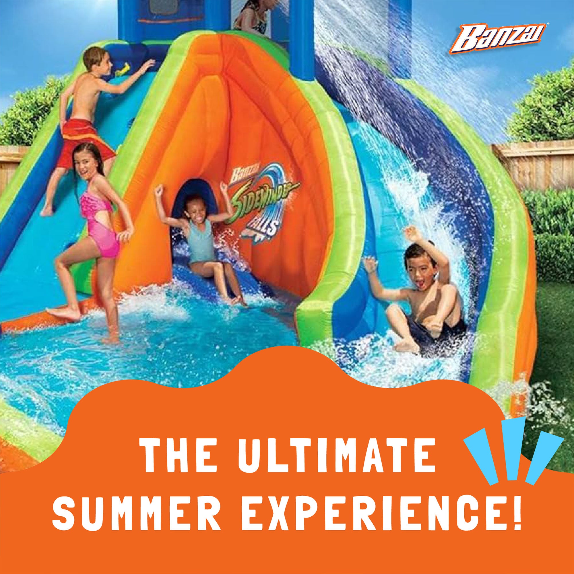 Banzai Sidewinder Falls Inflatable Water Park Pool w/ Slides (Used) - VMInnovations