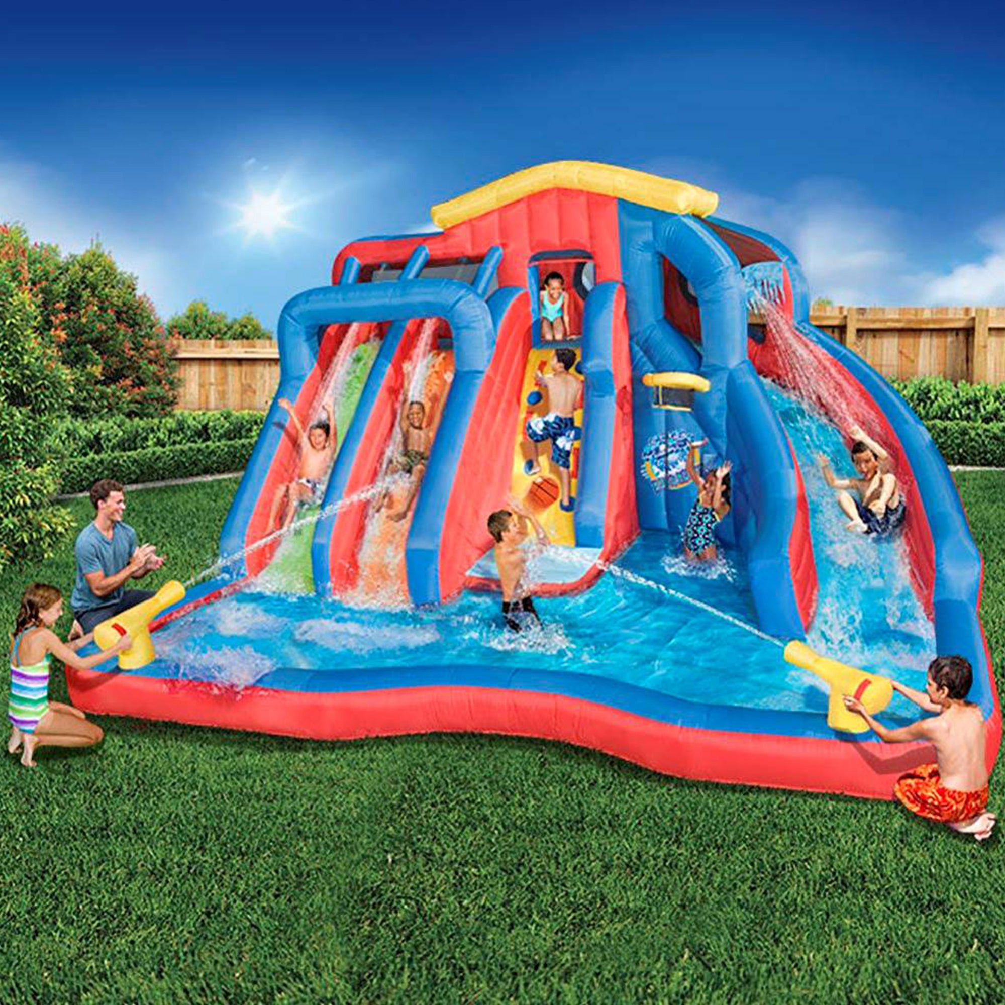 Banzai Hydro Blast Inflatable Water Park with Slides and Water Cannons(Open Box) - VMInnovations