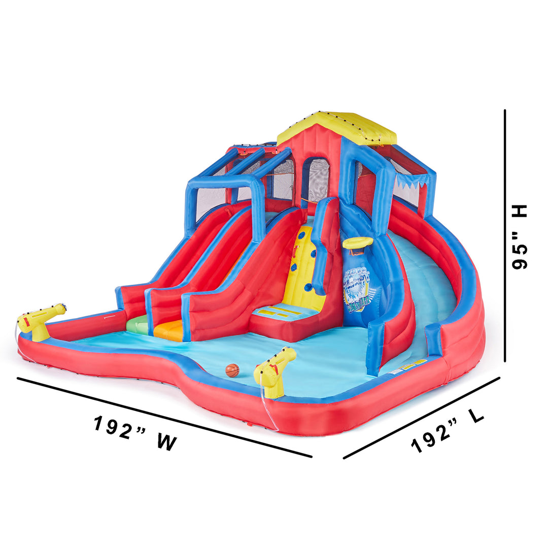 Banzai Hydro Blast Inflatable Play Water Park with Slides and Water Cannons