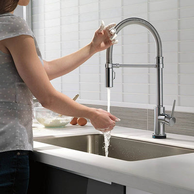 Delta Trinsic Pro Spring Spout Kitchen Faucet, Arctic Stainless (Open Box)