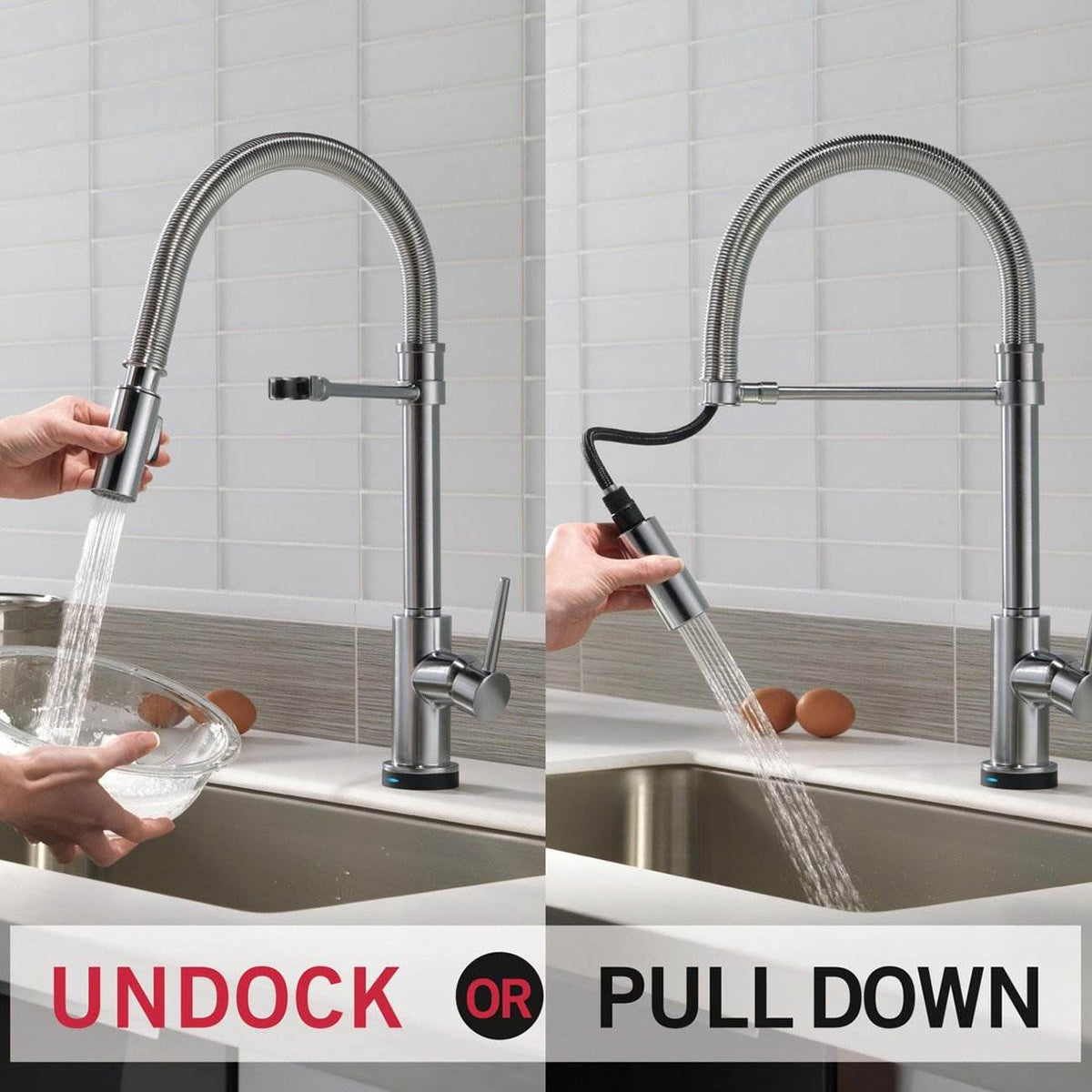 Delta Trinsic Pro Spring Spout Kitchen Faucet, Arctic Stainless (Open Box)