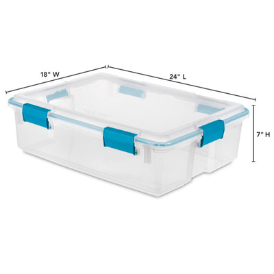 Sterilite 37 Qt Clear Plastic Home Storage Tote Bin with Secure Lids, (4 Pack)