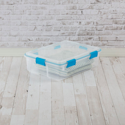Sterilite 37 Quart Clear Plastic Home Storage Tote Bin with Secure Lids, 12 Pack - VMInnovations