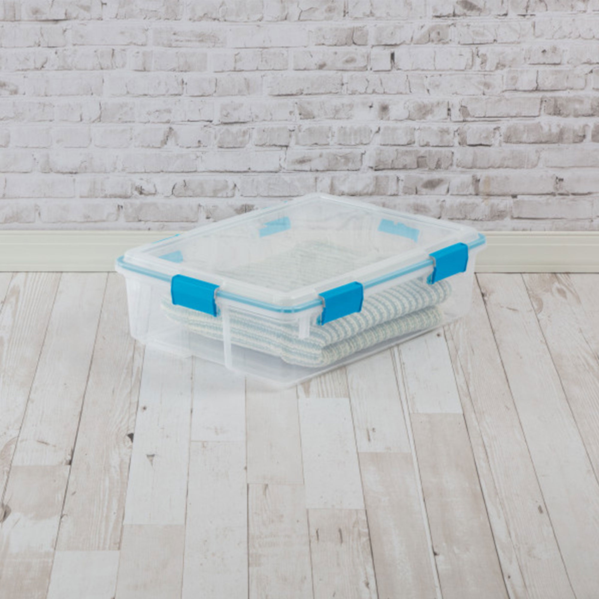 Sterilite 37 Quart Clear Plastic Home Storage Tote Bin with Secure Lids, 8 Pack