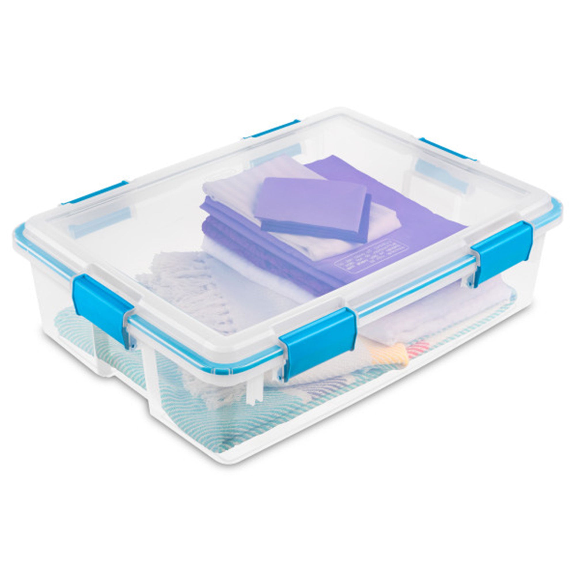 Sterilite 37 Quart Clear Plastic Home Storage Tote Bin with Secure Lids, 8 Pack