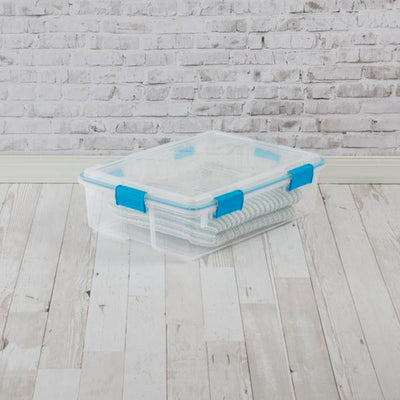 Sterilite 37 Quart Clear Plastic Home Storage Tote Bin with Secure Lids, 8 Pack