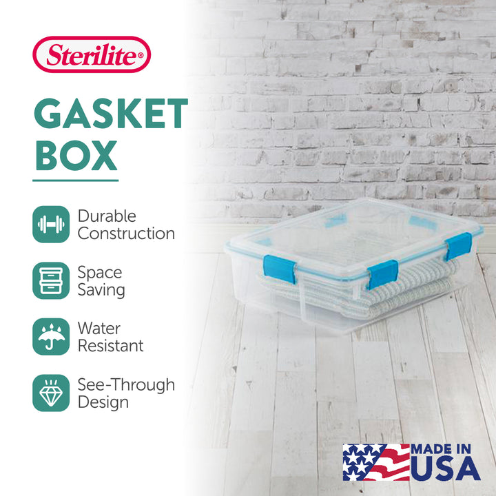 Sterilite 37 Quart Clear Plastic Home Storage Tote Bin with Secure Lids, 12 Pack - VMInnovations