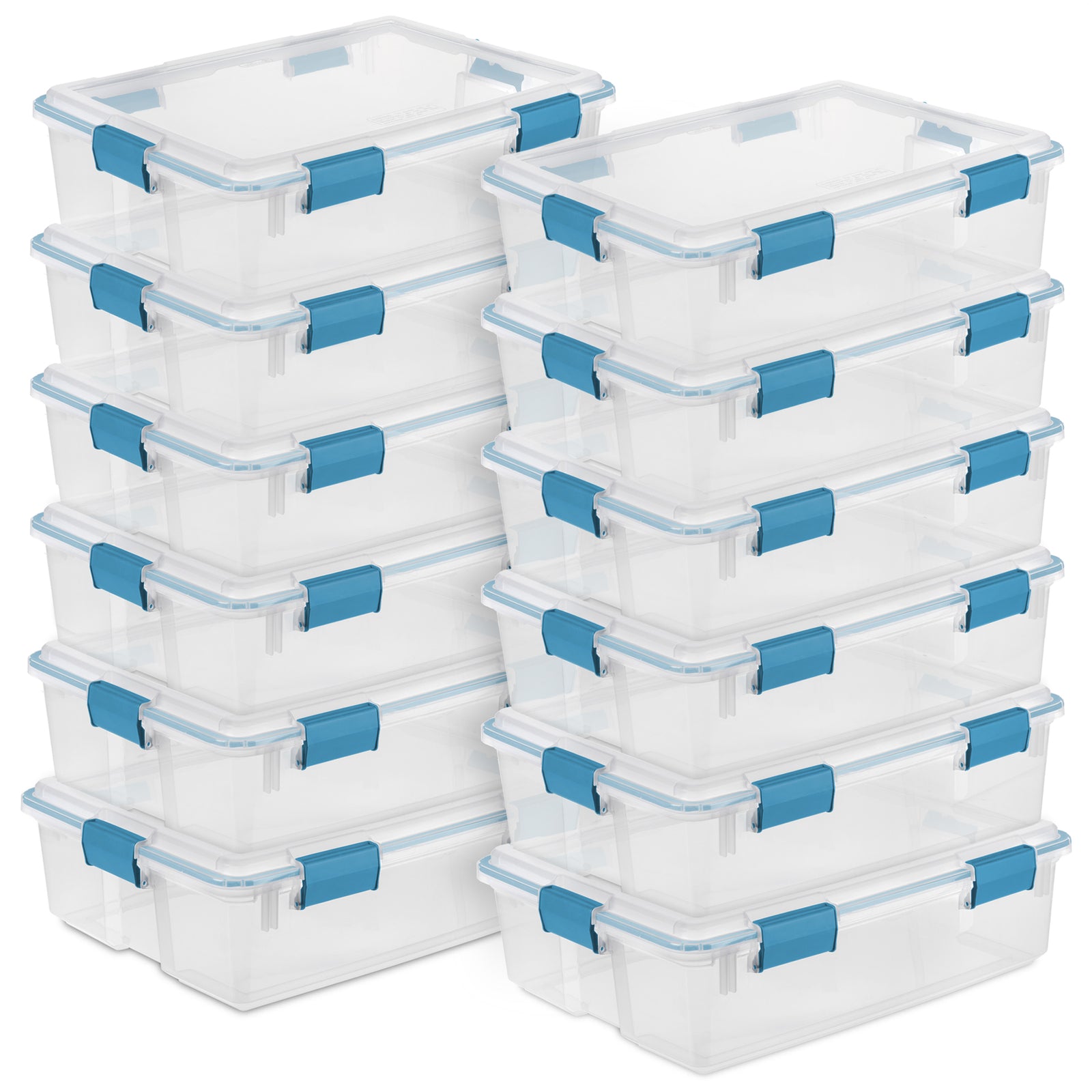 Sterilite 37 Quart Clear Plastic Home Storage Tote Bin with Secure Lids, 12 Pack - VMInnovations