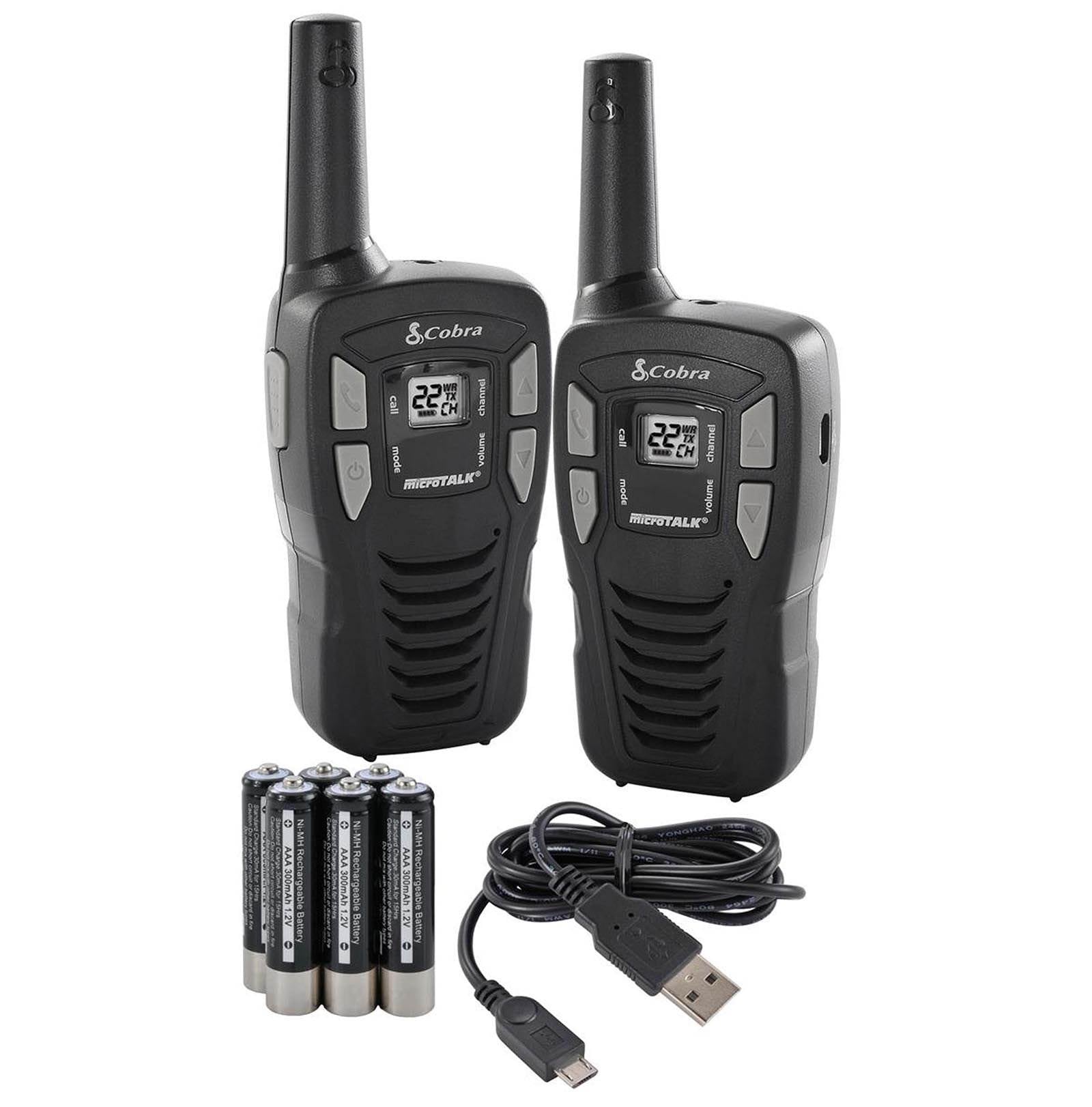Cobra CXT145 MicroTalk 16 Mile Range 22 Channel 2 Way Radios, Pair (For Parts)