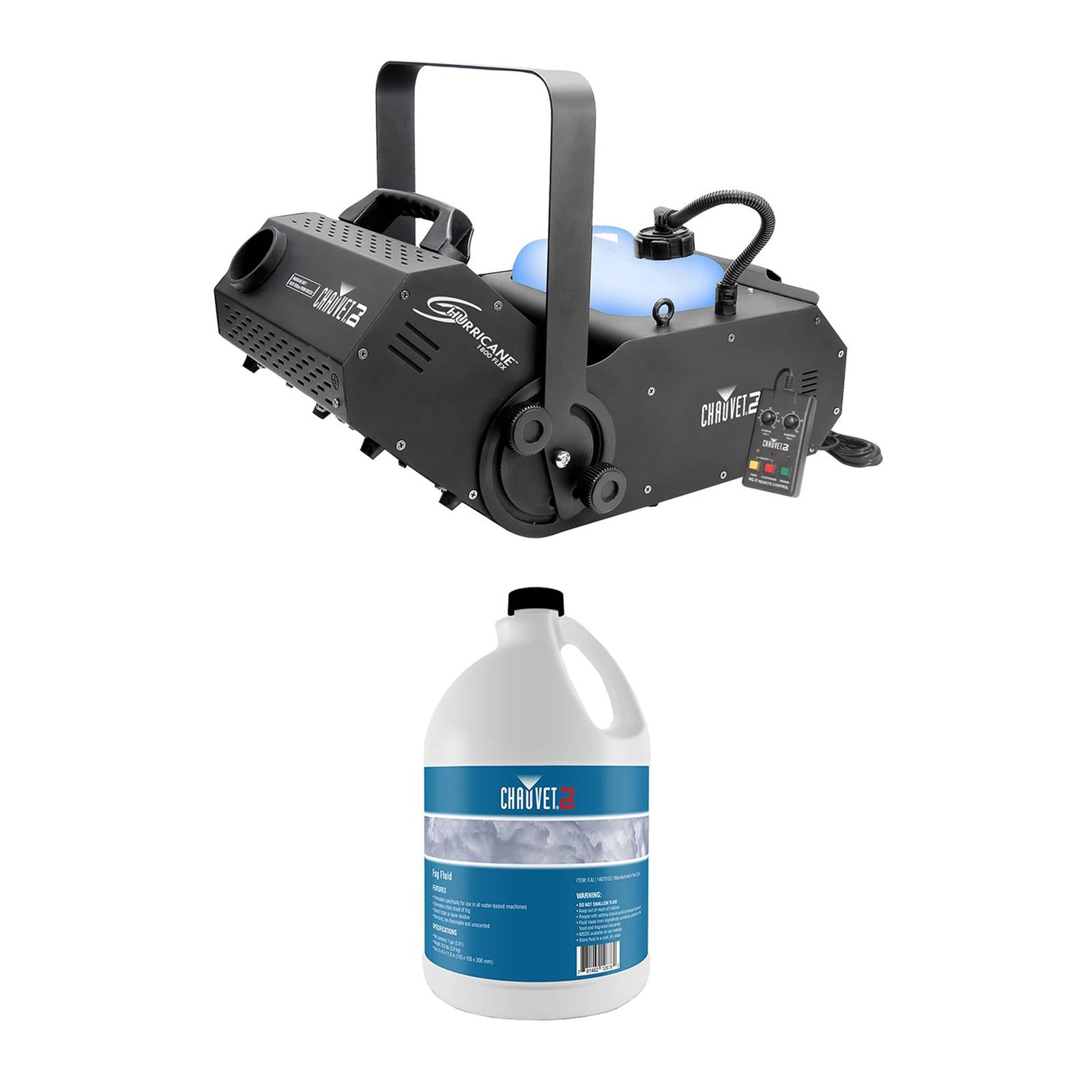 Chauvet H1800FLEX Hurricane Fog/Smoke Pro Machine + Fog Juice Fluid (1 Gallon) - VMInnovations