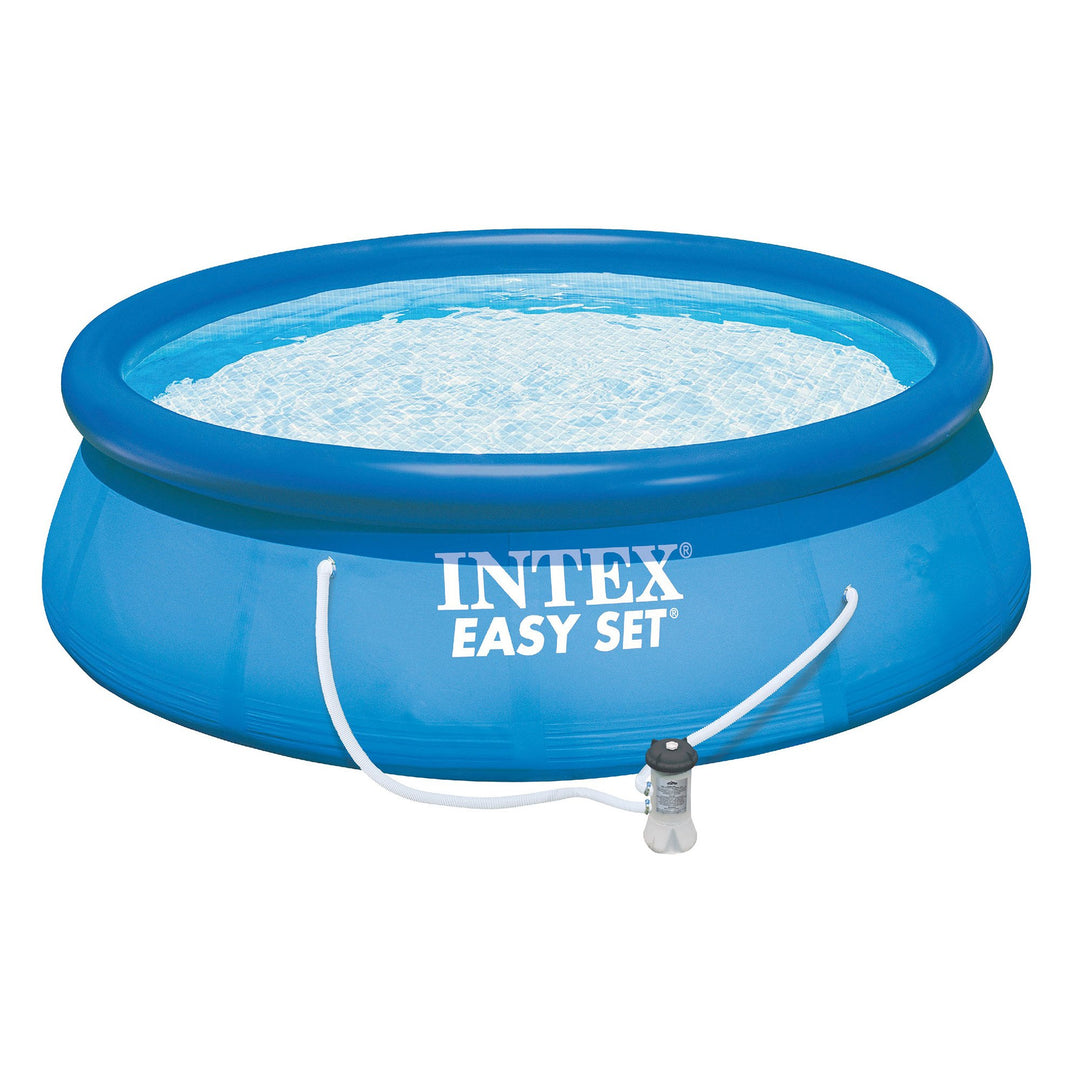 Intex Above Ground Swimming Pool, Ladder with Pump and 15’ Pool Debris Cover