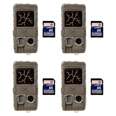 Cuddeback Dual Flash 20MP Invisible Infrared Game Camera, 4 Pack + 8GB SD Cards
