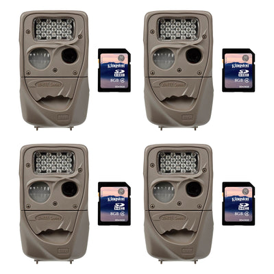 Cuddeback Moonlight 8MP Low Glo 75ft. Game Trail Camera, 4 Pack + 8GB SD Cards